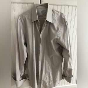 white and gray patterned french cuff Charles Tyrwitt polo